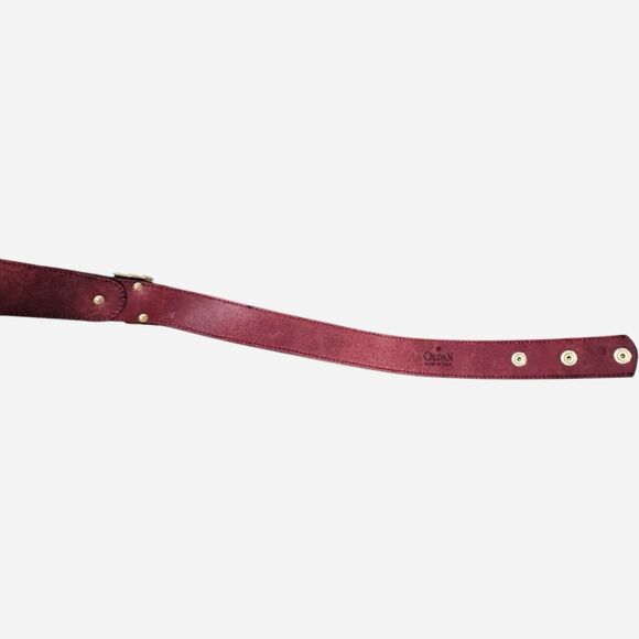 Vintage Olpan Italian Leather Cummerbund Belt Red Silk Bow Gold Hardware Sz S